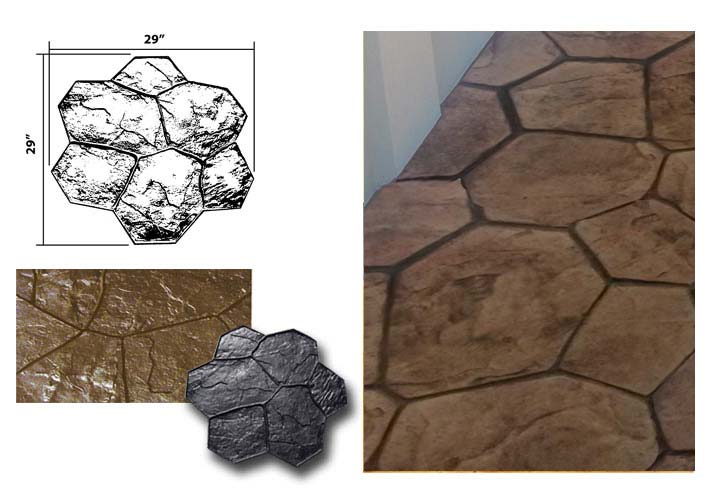 Walttools Random Stone Concrete Stamp - 30x30 Inch Polyurethane Texturing Mat